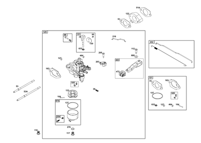 Carburetor Group Diagram and Parts List for 25V337-0016-F1  Briggs and Stratton Engine